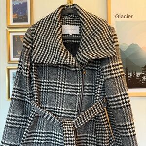 Black and white wool coat